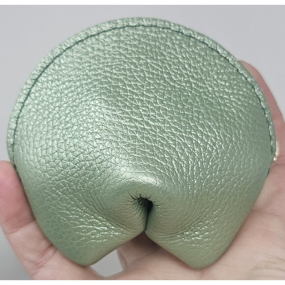 Portland Leather Goods Mini Fortune Cookie Coin Pouch Mint Metallic Green NWOT - Picture 5 of 10